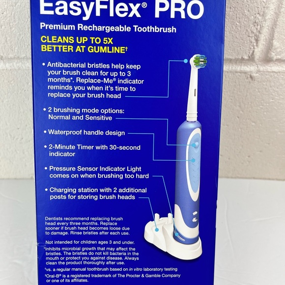 NEW Sealed EasyFlex Pro Premium Rechargeable Toothbrush Antibacterial Bristles - Picture 6 of 9
